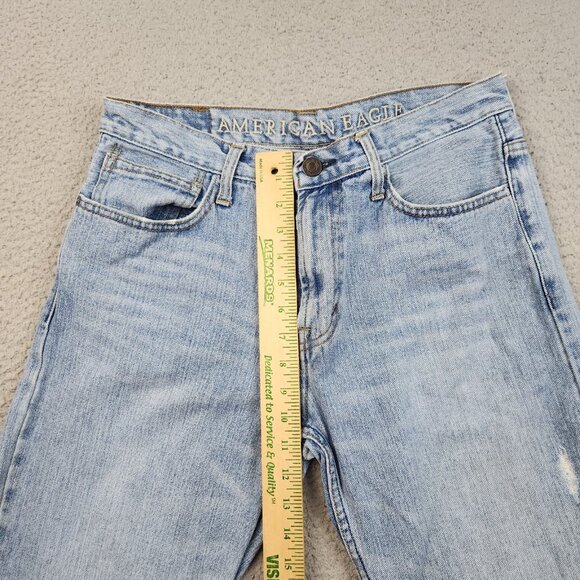 American Eagle Jeans Mens Size 31x32 Low Loose Baggy Straight Light Wash Denim - Picture 6 of 10